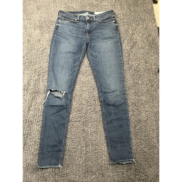 Rag & Bone Cate Low Rise Rip Knee Skinny Jeans - 28 Water Street Wash - Picture 2 of 3